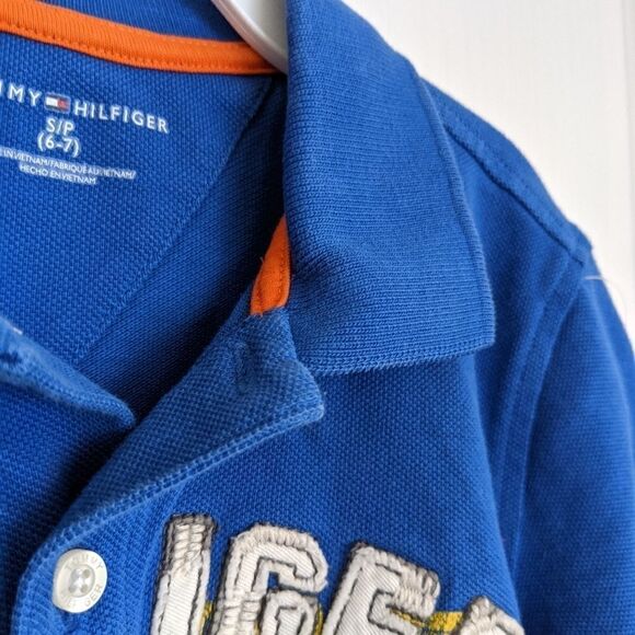 TOMMY Hilfiger boy polo blue cotton polo size 6 7 yo @E - Picture 4 of 4